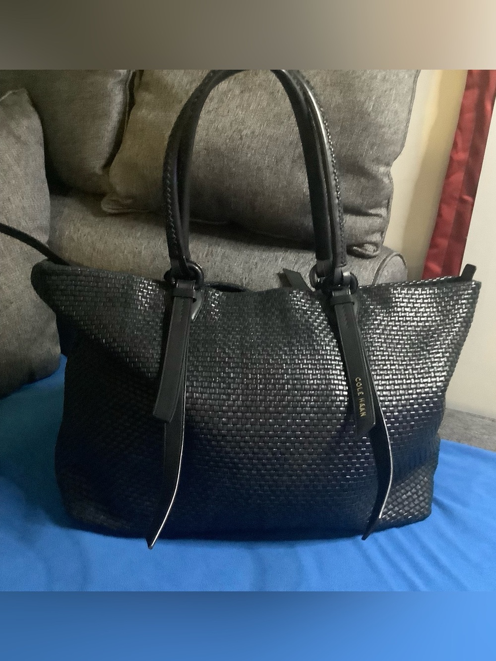 Cole Haan Woven Leather Large Tote EUC